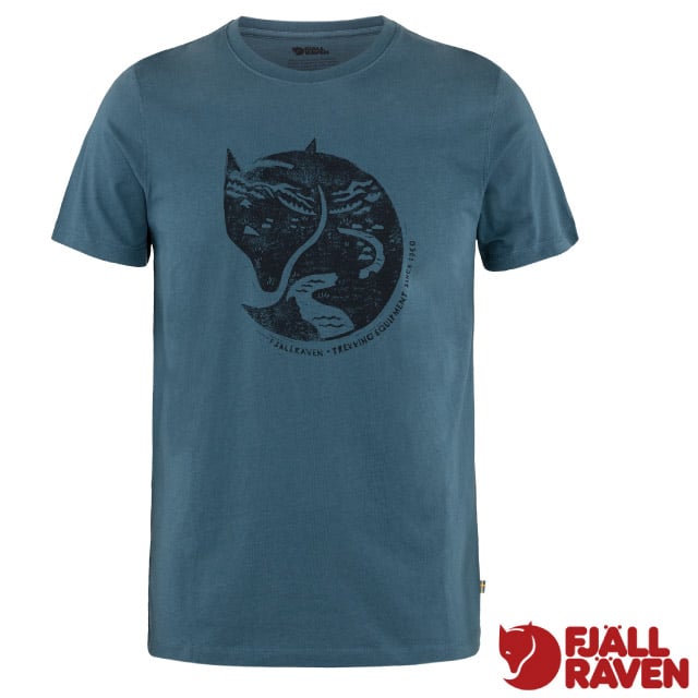 【Fjallraven 小狐狸】男款 Arctic Fox 輕量吸濕彈性透氣有機棉短袖圓領衫/87220-534 靛藍✿30E010